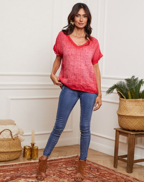 Fabioza frambozentop van 100% linnen