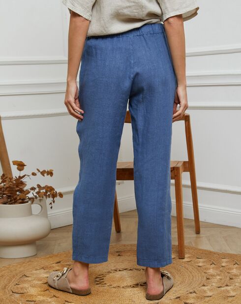 Pantalon 100% Lin Ferria bleu brut