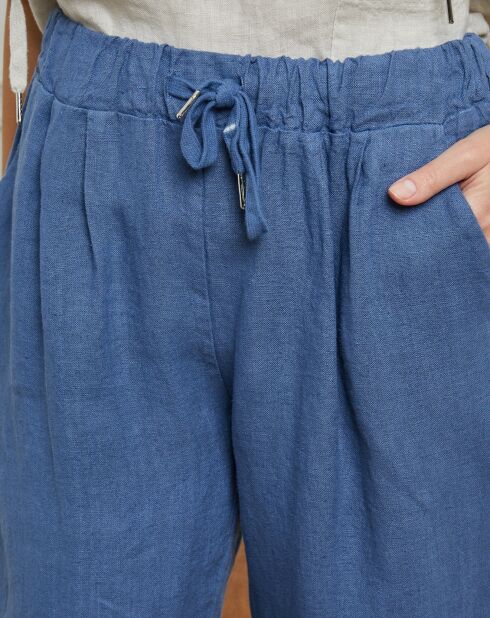 Ferria rauwblauwe broek van 100% linnen