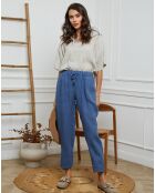 Pantalon 100% Lin Ferria bleu brut