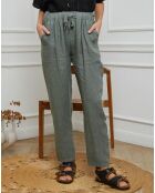 Pantalon 100% Lin Ferria kaki