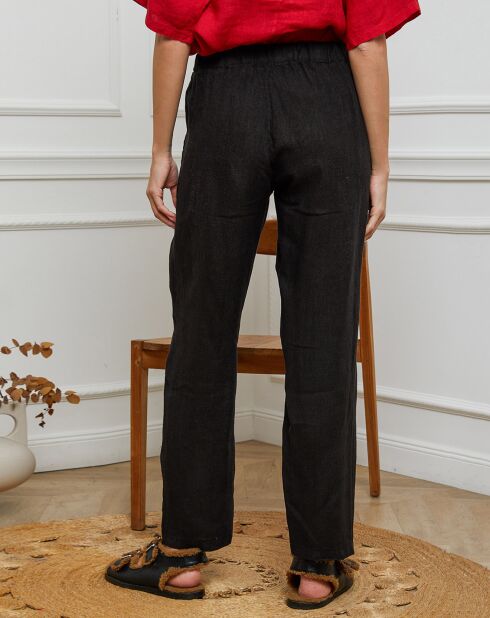 Pantalon 100% Lin Ferria noir