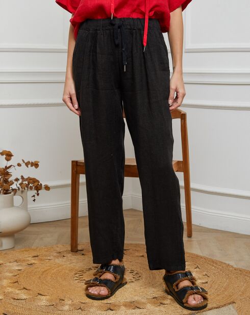 Pantalon 100% Lin Ferria noir