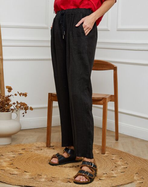 Pantalon 100% Lin Ferria noir