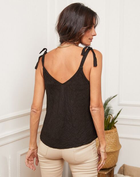Filiale zwarte tanktop van 100% linnen