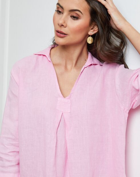 Robe 100% Lin Folia rose bonbon