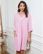 Robe 100% Lin Folia rose bonbon