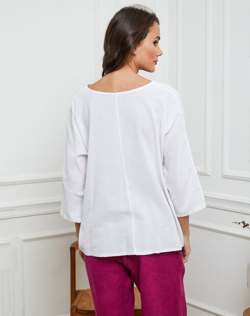 Frisse witte top van linnen en katoen