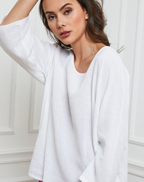 Frisse witte top van linnen en katoen