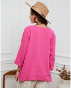 Top en Lin & Coton Fraiche fushia
