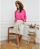 Top en Lin & Coton Fraiche fushia