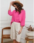 Top en Lin & Coton Fraiche fushia