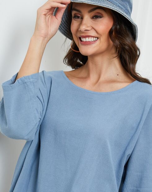 Indigo Fresh top van linnen en katoen