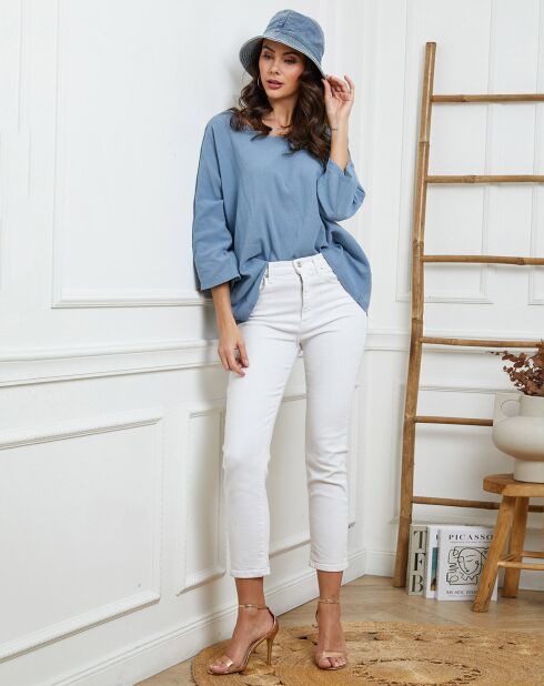 Indigo Fresh top van linnen en katoen