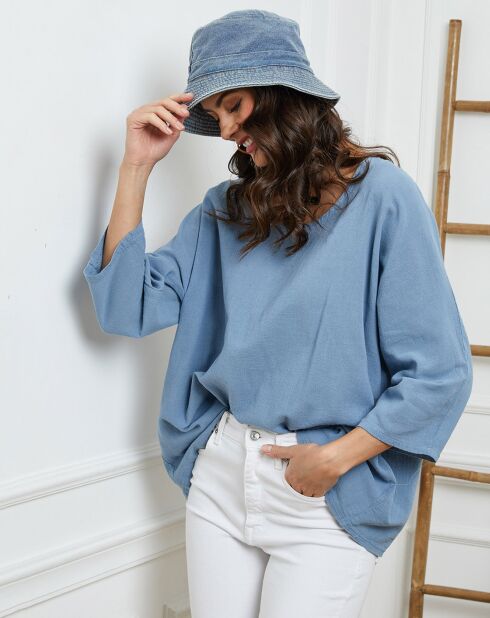 Indigo Fresh top van linnen en katoen