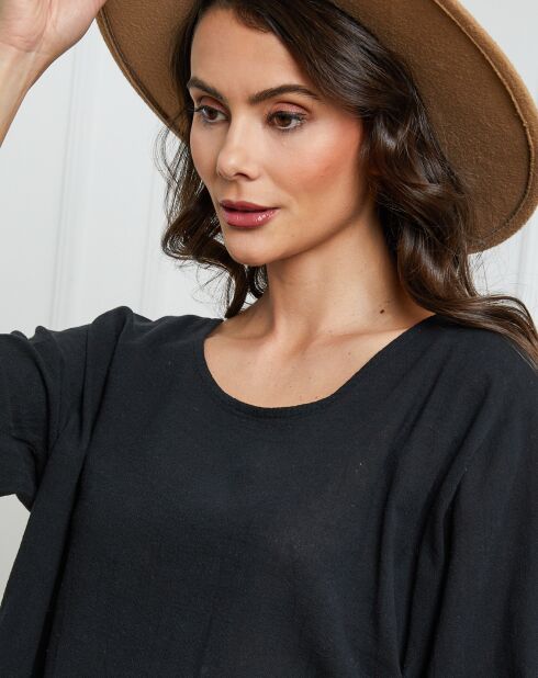 Top en Lin & Coton Fraiche noir