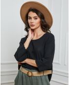 Top en Lin & Coton Fraiche noir