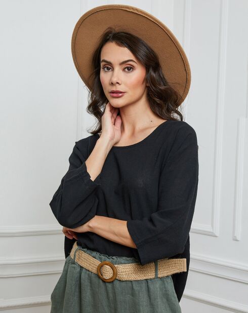 Top en Lin & Coton Fraiche noir
