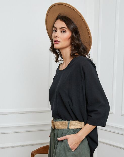 Top en Lin & Coton Fraiche noir