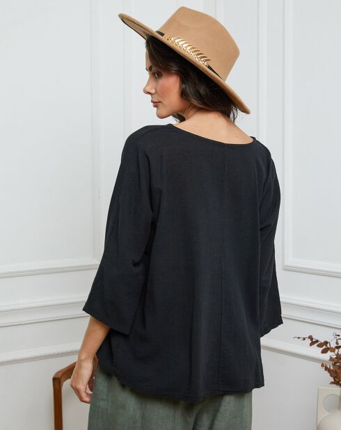 Top en Lin & Coton Fraiche noir