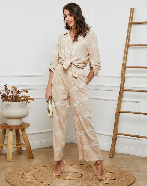 Pantalon en Lin & Coton Gelinda beige