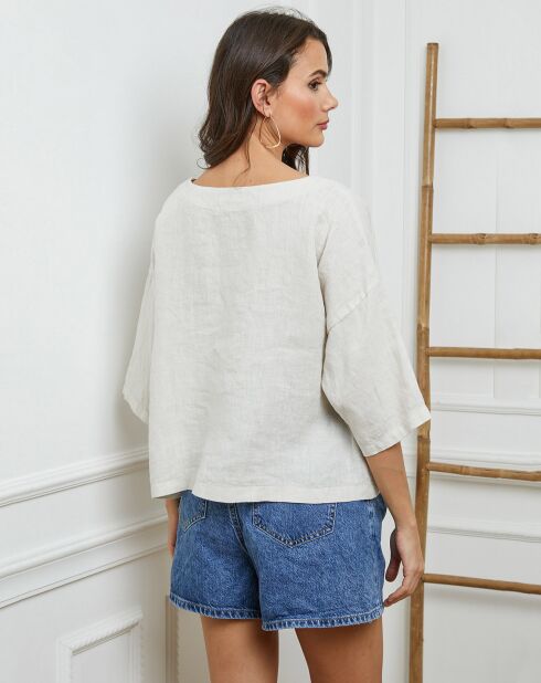 Beige top van 100% linnen Georginia