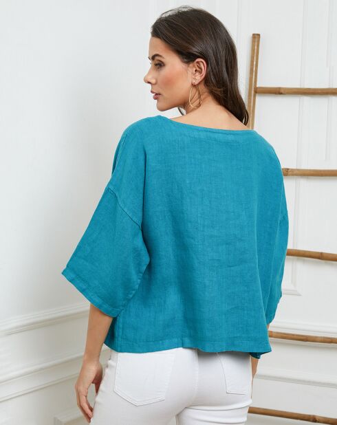 Grünes Georginia-Top aus 100% Leinen