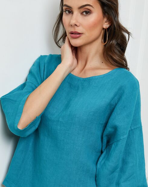 Grünes Georginia-Top aus 100% Leinen