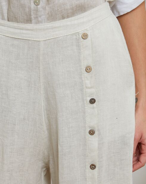 Gladys beigefarbene Hose aus 100% Leinen