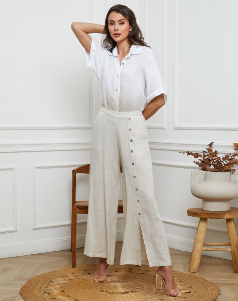 Gladys beigefarbene Hose aus 100% Leinen