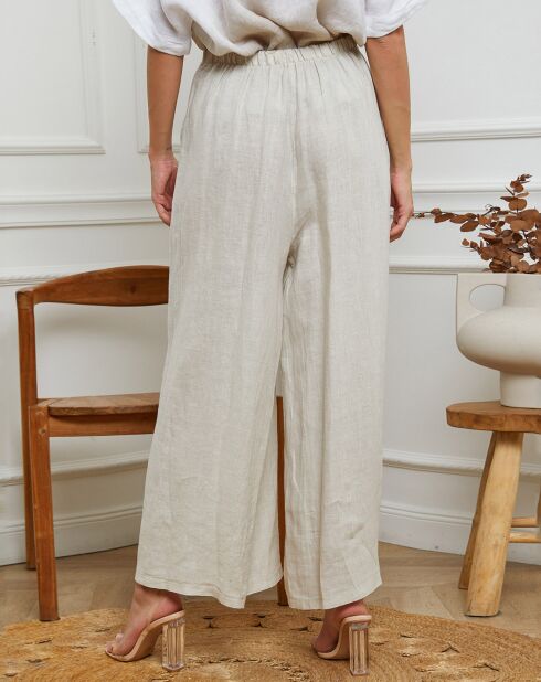 Gladys beigefarbene Hose aus 100% Leinen
