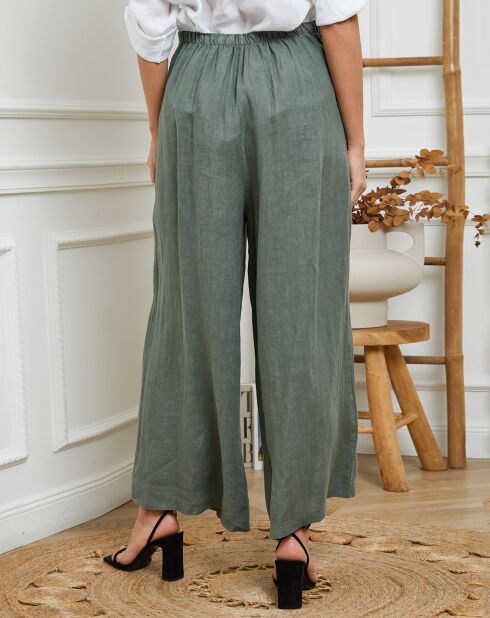 Gladys khakifarbene Hose aus 100% Leinen