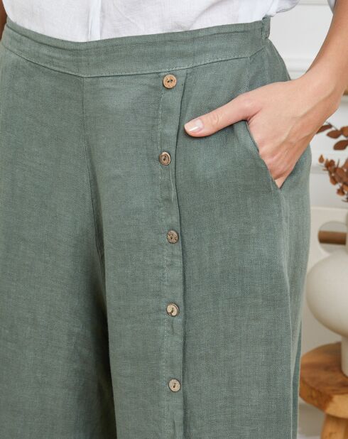 Gladys khakifarbene Hose aus 100% Leinen