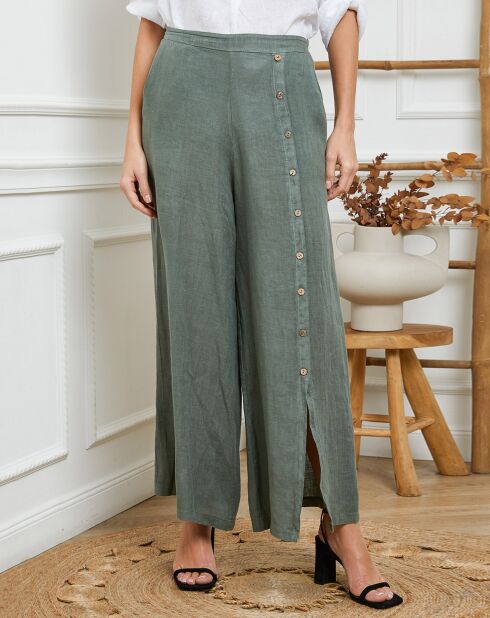 Gladys khakifarbene Hose aus 100% Leinen