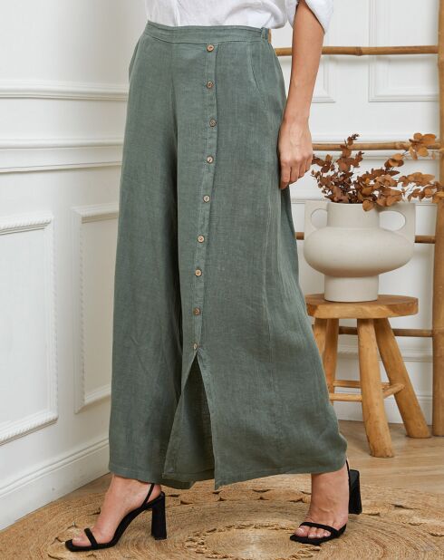 Gladys khakifarbene Hose aus 100% Leinen