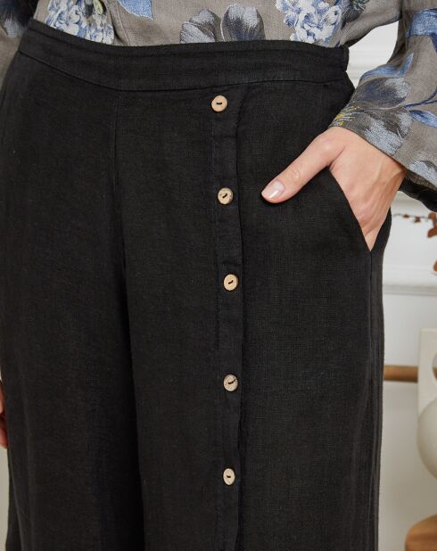 Pantaloni neri Gladys 100% lino