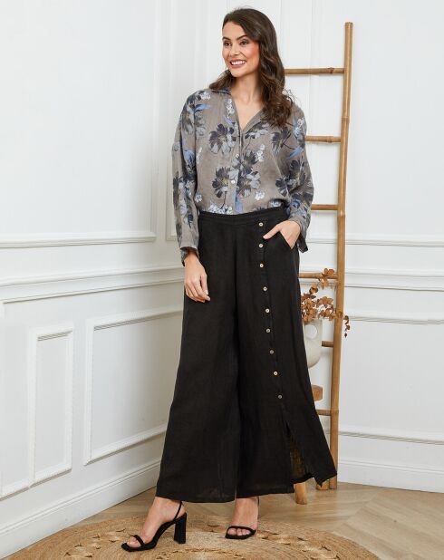 Pantaloni neri Gladys 100% lino