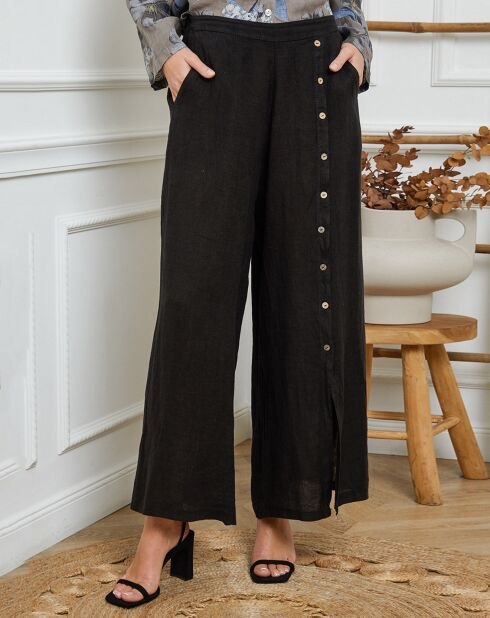 Pantaloni neri Gladys 100% lino