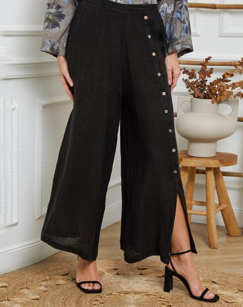 Pantaloni neri Gladys 100% lino