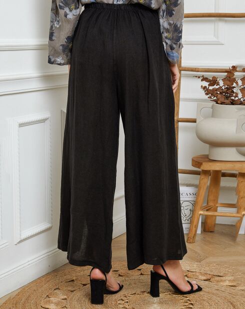 Pantaloni neri Gladys 100% lino
