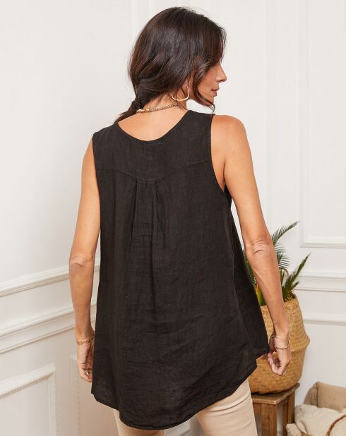 Harley zwarte top van 100% linnen