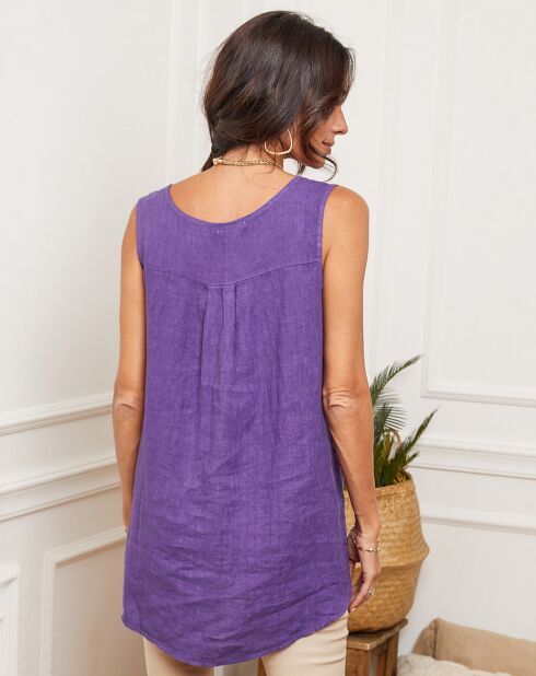 Top morado Harley 100% lino