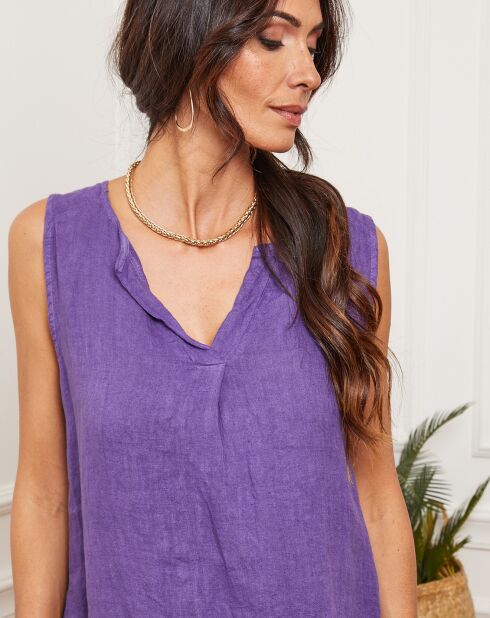 Top morado Harley 100% lino