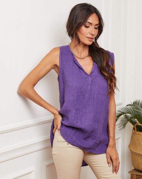 Top morado Harley 100% lino