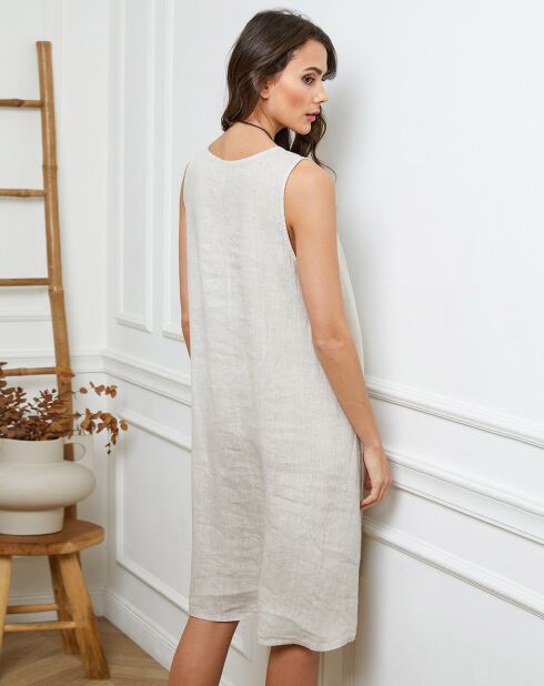 Beiges Hemar-Kleid aus 100% Leinen