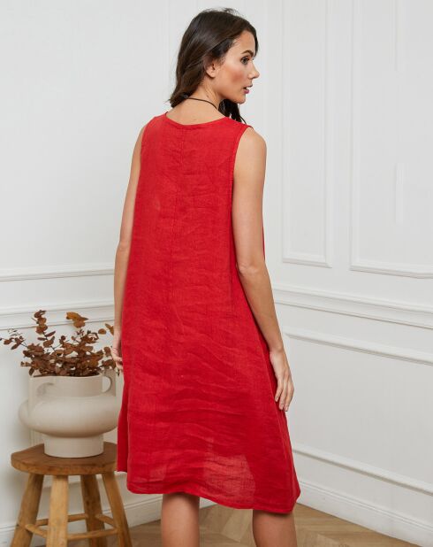 Rode jurk van 100% linnen van Hemar