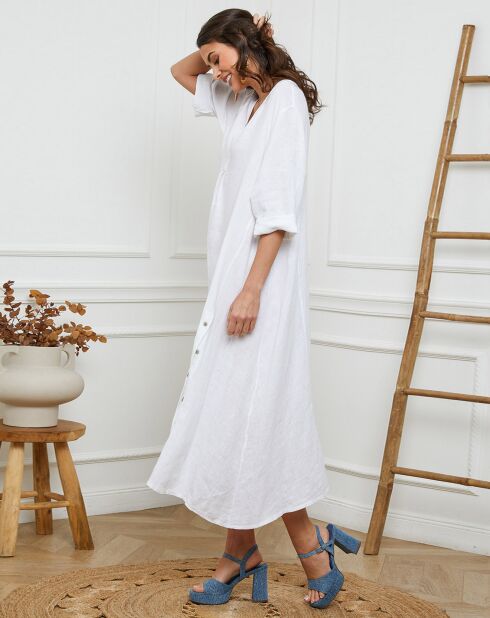 Robe 100% Lin Indira blanche