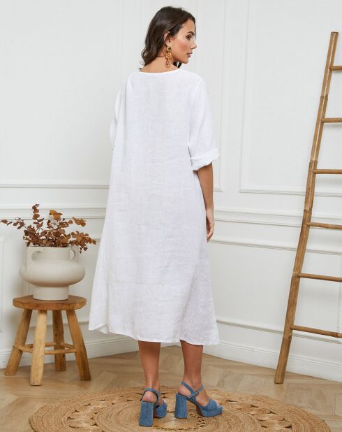 Robe 100% Lin Indira blanche