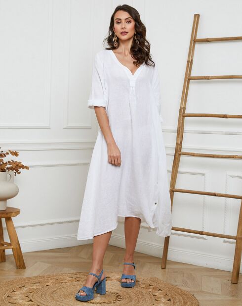 Robe 100% Lin Indira blanche