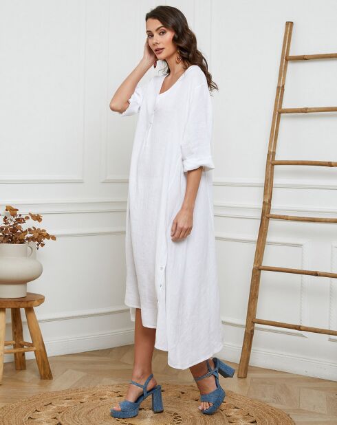 Robe 100% Lin Indira blanche